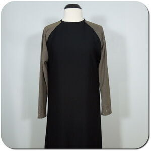 WOMENS Dress M MEDIUM Long Sleeve Black & Tan Striped Rhinestone Embellishment